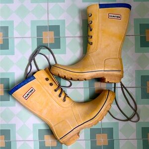Hunter Yellow Festival Lace-Up Boots